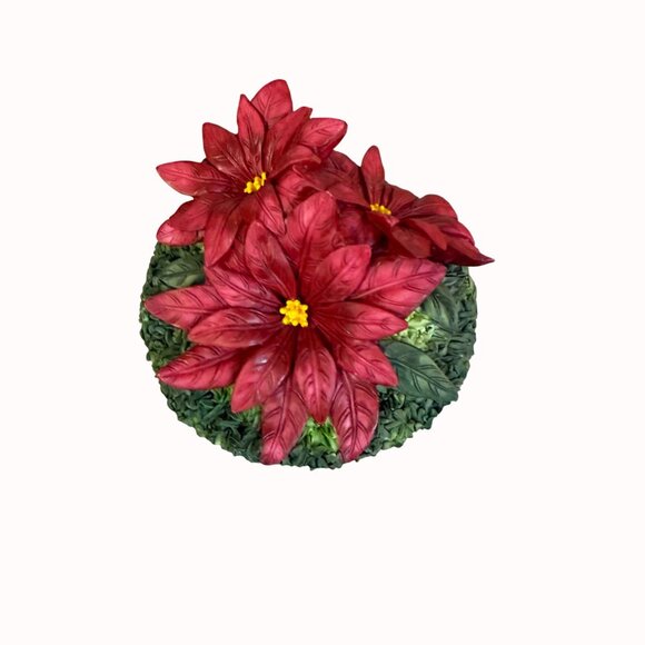 Christmas Poinsettia Candle Topper Decorative Festive Holiday Yankee Candle 3 In - Picture 15 of 16